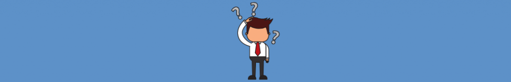 cartoon of man scratching his head with question marks